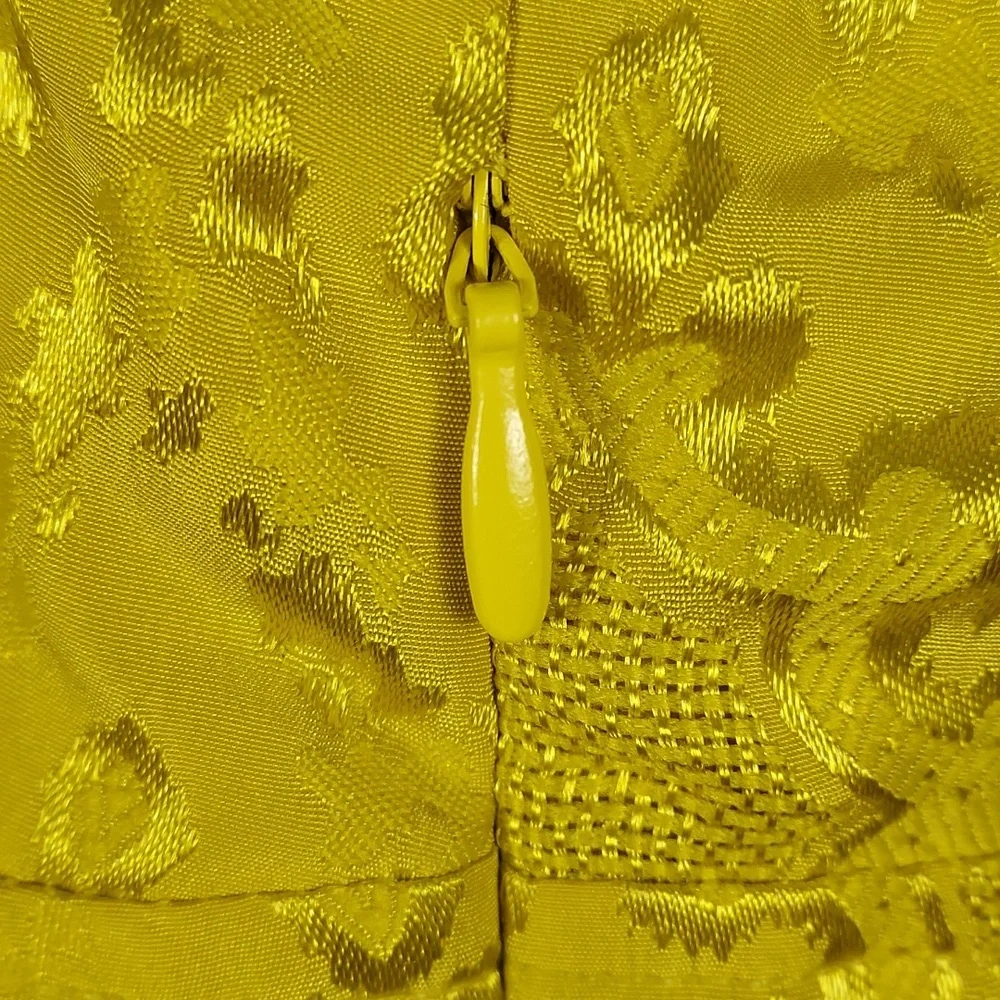 Urban Outfitters Coquette Regencycore Yellow Jacquard Keyhole Back  Mini Dress L - Picture 5 of 8